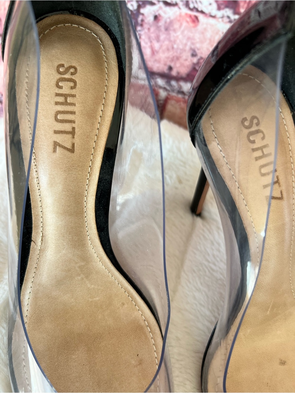 SCHUTZ Cendi Transparent Clear & Black Patent Leather Pointed Toe Pumps - Picture 5 of 9